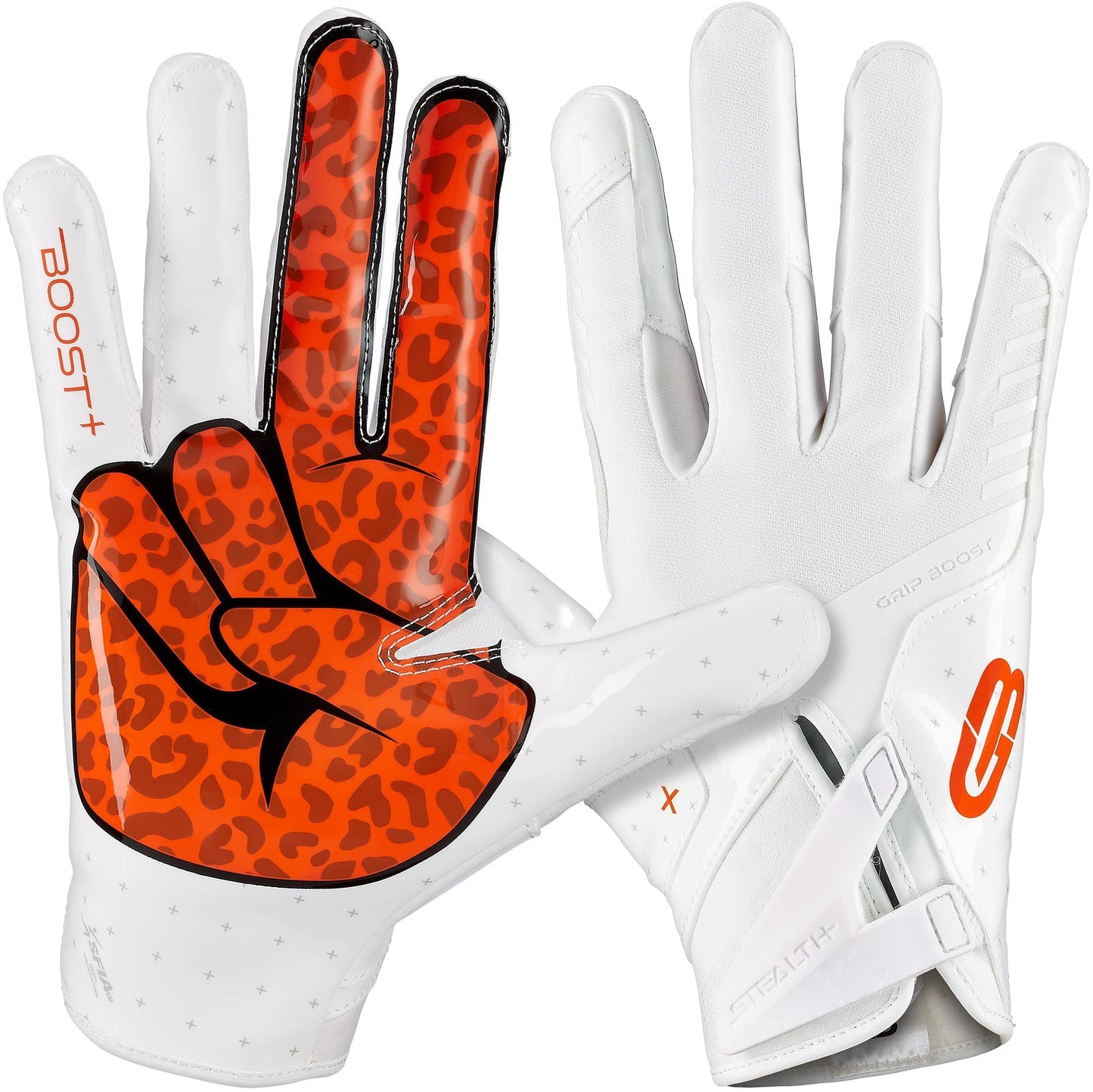Grip Boost Peace Stealth 6 Boost Plus Football Gloves - White Orange
