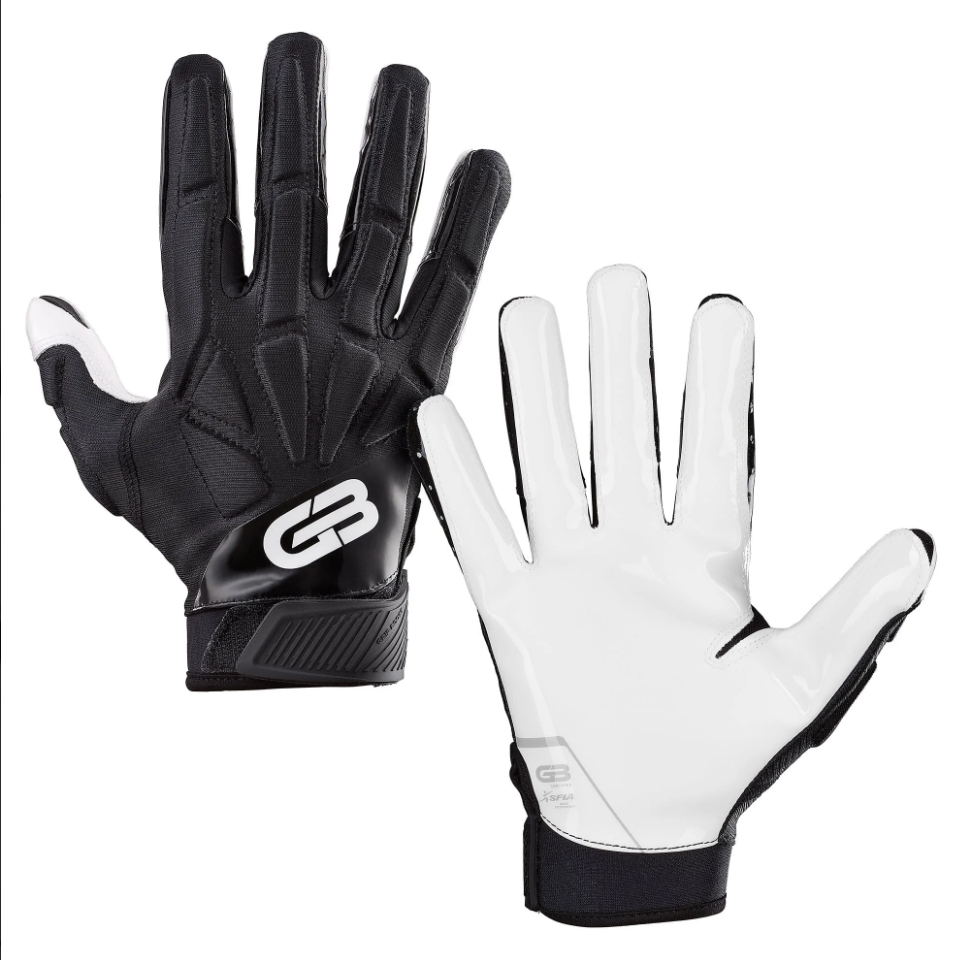 Grip Boost Raptor Padded Hybrid Football Gloves Black