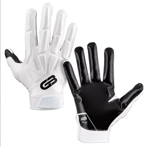 Grip Boost Raptor Padded Hybrid Football Gloves - White - www.SportsTakeoff.com